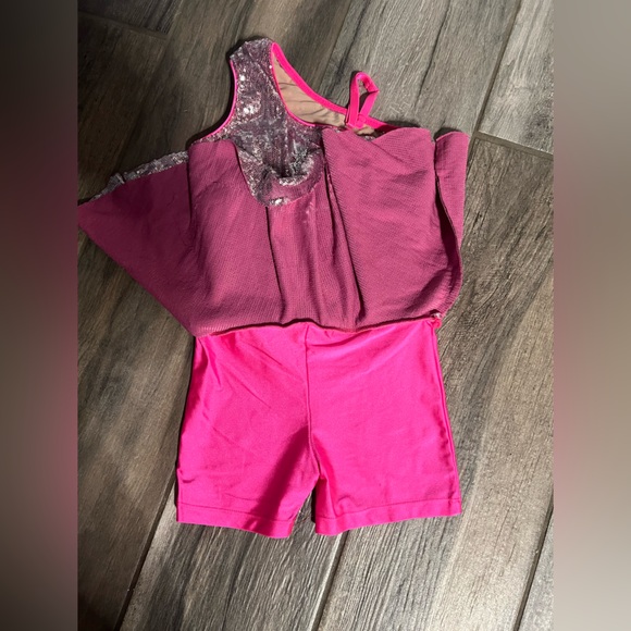 Revolution Pink Sequin Dress, Attached Shorts, White Collared Cropped Shirt, Med - Picture 8 of 8